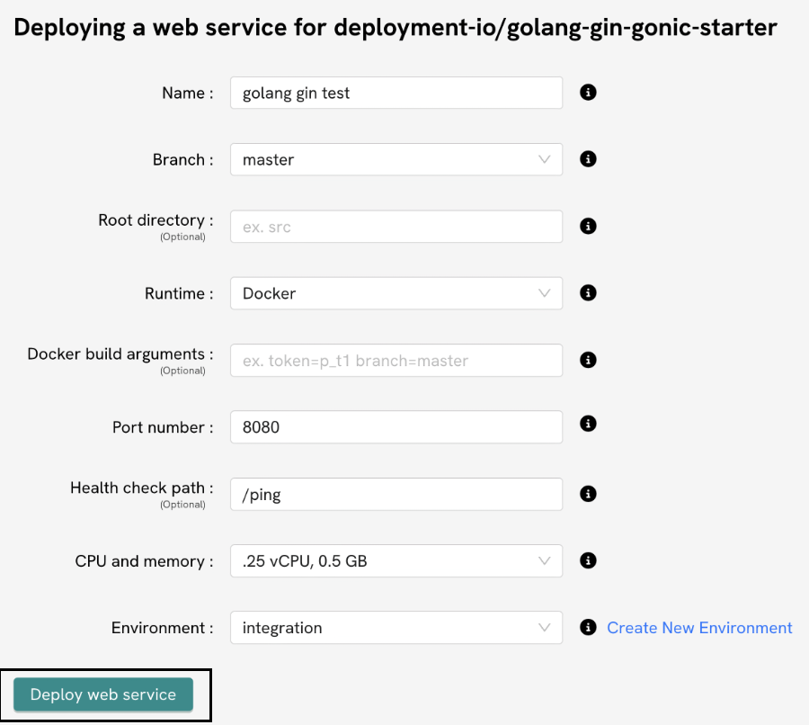 web service details